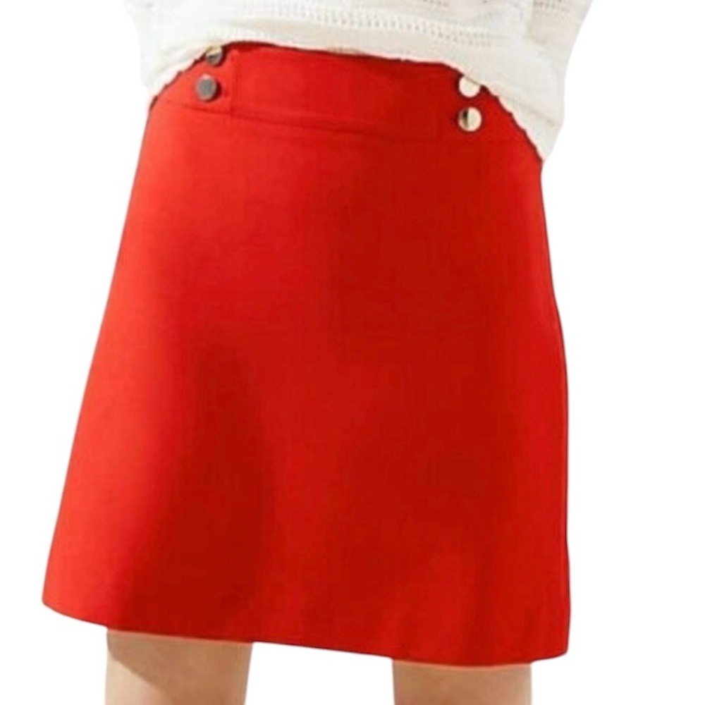 Loft Gold Buttons Shift Skirt